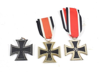 Lot 182 - Three German Third Reich Iron Crosses, Second Class:- each of three piece construction, one...