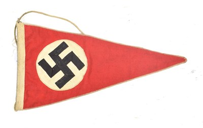 Lot 189 - A German Third Reich NSDAP/Political Car Pennant, in red cotton with zig zag stitched borders, each