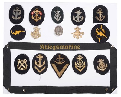 Lot 192 - A Collection of Fourteen German Third Reich Kriegsmarine Trade, Proficiency and Rank Badges,...