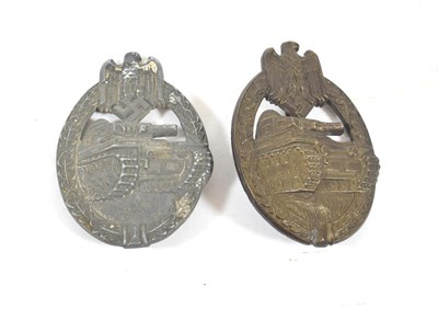 Lot 196 - A German Third Reich Bronze Tank Battle Badge, the solid back with vertical needle shape pin...