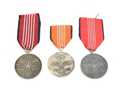 Lot 205 - Three German Olympic Games 1936 Commemorative Medals, silver plated (3)