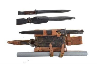 Lot 218 - A German Third Reich Model 1884/98 Mauser Bayonet, the blued steel blade marked on one side of...