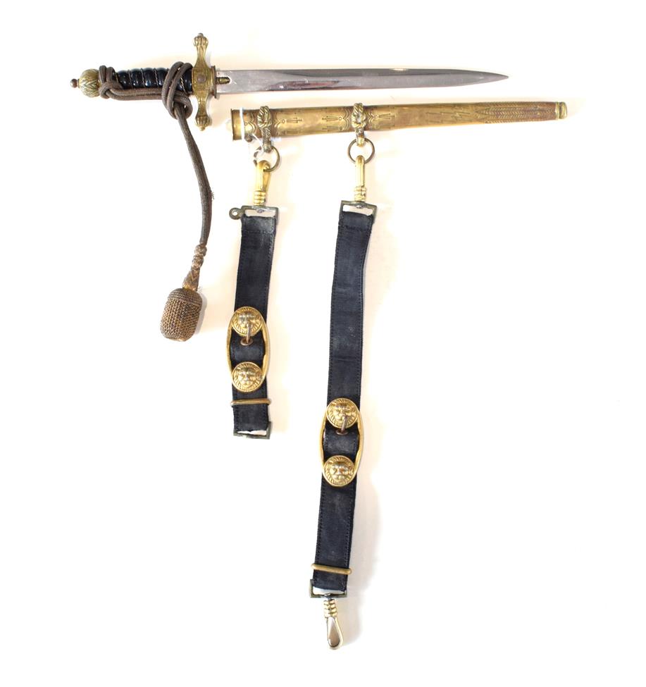 Lot 232 - An Imperial German 1921 Pattern Naval Dirk, with 23cm plain double edge steel blade, brass hilt...