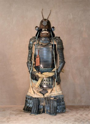 Lot 247 - A Japanese Edo Suit of Armour, 1603-1868,  comprising a five plate brown lacquered iron Zunari...