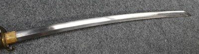 Lot 254 - A Japanese Shin-gunto Katana, the 67cm steel blade with tang bearing a signature and crescent shape