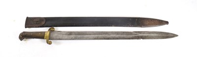 Lot 258 - An Early 19th Continental Pioneer Sword, the 53cm saw-back steel blade with a central narrow fuller