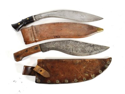 Lot 260 - A Second World War British Military Issue Kukri, the the 34cm heavy curved steel blade stamped...