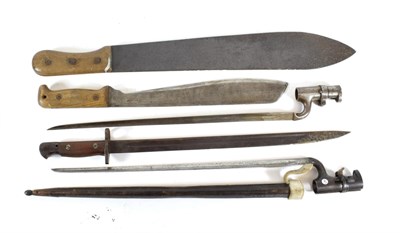 Lot 265 - Three Bayonets:- a Victorian 1853 pattern socket bayonet, lacks scabbard; a British 1907 SMLE...