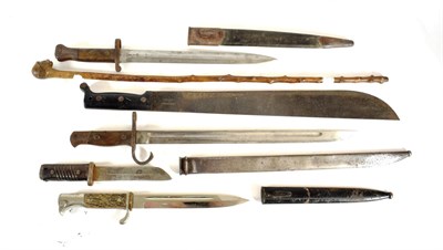 Lot 287 - A Collection of Five Edged Weapons, comprising:- a German Third Reich parade bayonet by...