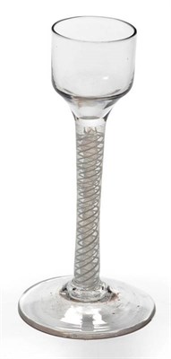 Lot 12 - A Cordial Glass, circa 1770, the ogee bowl on opaque twist stem and circular foot, 16.5cm high