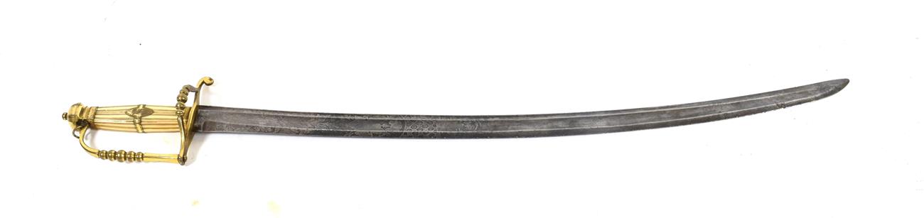 Lot 307 - A Georgian Five Ball Spadroon Hilt Sword, the 68cm single edge curved steel blade with a broad...