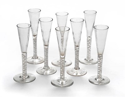 Lot 14 - A Matched Set of Eight Wine/Ratafia Glasses, three circa 1770, five probably late 19th/early...