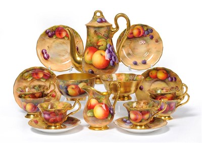 Lot 16 - A Royal Worcester Porcelain Coffee Service, 1937, painted by Albert Shuck, Edward Townsend,...