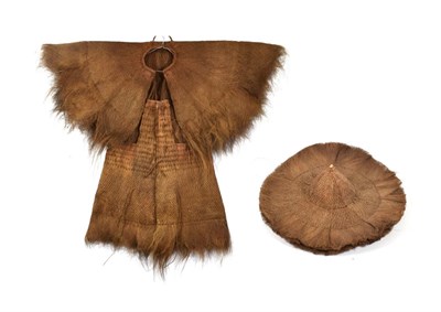 Lot 349 - A 19th/20th Century Polynesian/Indonesian Jacket, of woven palm fibre, with rolled neckline and...