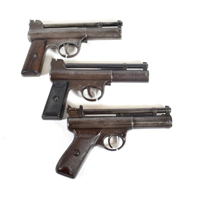 Lot 372 - PURCHASER MUST BE 18 YEARS OF AGE OR OVER  Three Pre-War Webley .177 Calibre Air Pistols:- one...