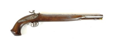 Lot 389 - A 19th Century 28 Bore Percussion Holster Pistol, with 39.5cm round steel barrel, the back...