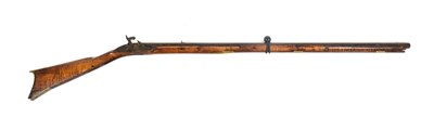 Lot 397 - A 19th Century American 'Kentucky' Percussion Rifle, the 101cm octagonal steel barrel with...