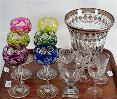 Lot 11 - A tray of hock glasses; a cut glass vase etc