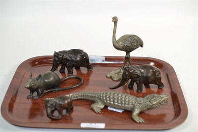 Lot 21 - Six various Japanese and other cast metal animal figures