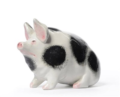 Lot 27 - A Wemyss Pottery Pig, early 20th century, with black spotted markings and flesh tones to the...