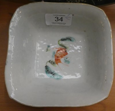 Lot 34 - A 19th century Chinese famille vert square dish, together with an 18th century Chinese blue and...