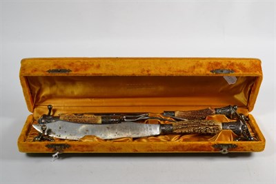 Lot 38 - A V S Weber & Bro., Philadelphia five piece carving set, by J. Russell & Co, Green River Works,...