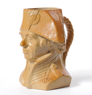 Lot 28 - A Doulton & Watts Brown Saltglaze Stoneware Character Jug, as the head of Nelson, circa 1835,...