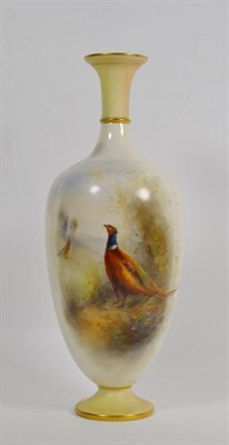 Lot 53 - A Royal Worcester vase painted with pheasants by James Stinton (1870-1961)