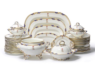 Lot 31 - A Staffordshire Porcelain Dinner Service, mid 19th century, decorated with the crest of...