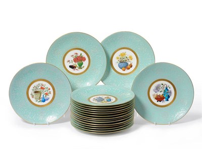 Lot 32 - A Set of Eighteen Minton Porcelain Cabinet Plates, two with date code for 1904, four with date code