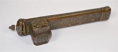 Lot 88 - A 19th century Arabic bronzed and silvered scribes travelling inkwell, possibly Egyptian