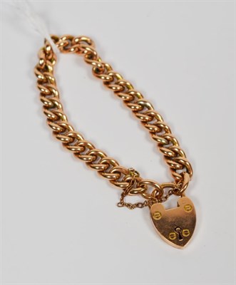 Lot 108 - A curb link bracelet, with a 9 carat gold padlock clasp, length 20cm