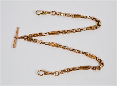 Lot 109 - A 9 carat gold star and bar chain, with attached 9 carat gold T-bar, length 42cm