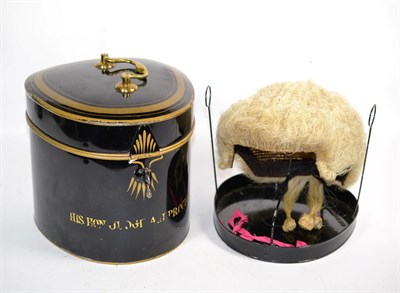 Lot 158 - A black and gilt decorated wig case for his honor Jude J A Proctor, with wig
