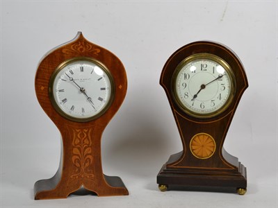 Lot 169 - An Edwardian mahogany inlaid mantel timepiece, dial signed Mappin & Webb Ltd, Paris, and...
