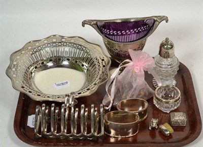 Lot 172 - A group of silver, including, a George V silver sugar-bowl, by Thomas Bradbury and Sons Ltd,...