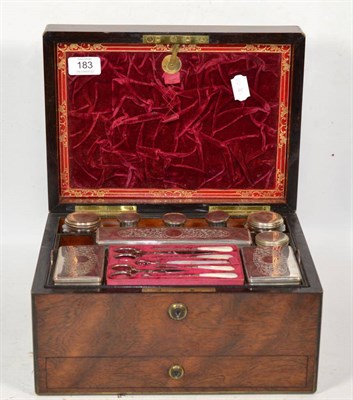 Lot 183 - A Victorian brass mounted rosewood toilet box, second half of the 19th century, the fitted interior