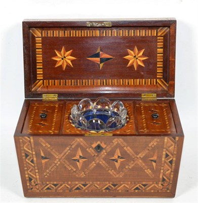 Lot 200 - An early 19th century parquetry inlaid tea caddy