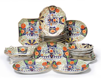 Lot 44 - A Coalport Porcelain Dessert Service, early 19th century, painted in the Imari palette with a...