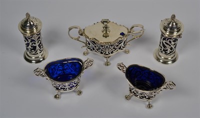 Lot 213 - A silver condiment set