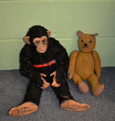 Lot 222 - A Deans Rag Book Monkey, with rubber face, hands and feet, and a circa 1920s, jointed Teddy...