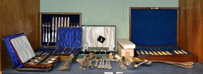 Lot 253 - A collection of silver, and silver-plated flatware