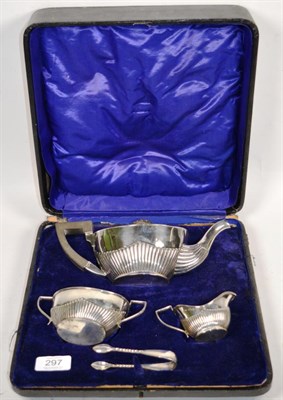 Lot 297 - A cased silver tea service, gross weight 12.4ozt