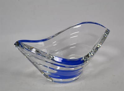 Lot 310 - Baccarat blue tinted wave pattern shallow bowl, original box