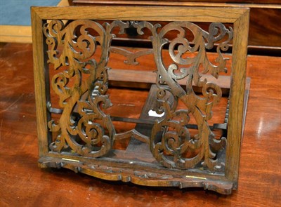 Lot 318 - A 19th century pierced rosewood easel backed bookstand