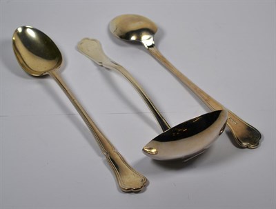 Lot 338 - A pair of Victorian Silver basting-spoons and a soup-ladle, by John and William Deakin,...