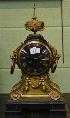 Lot 351 - A French black slate, gilt metal mounted striking mantel clock