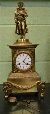 Lot 352 - A French gilt metal striking mantel clock, enamel dial, signed Bourdin Cour des Fontaines,...