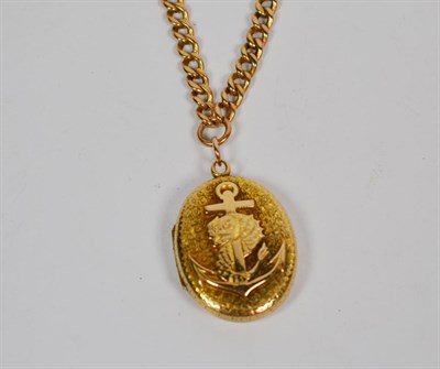 Lot 363 - A locket on chain, locket measures 2.5cm by 4.5cm, chain length 38cm