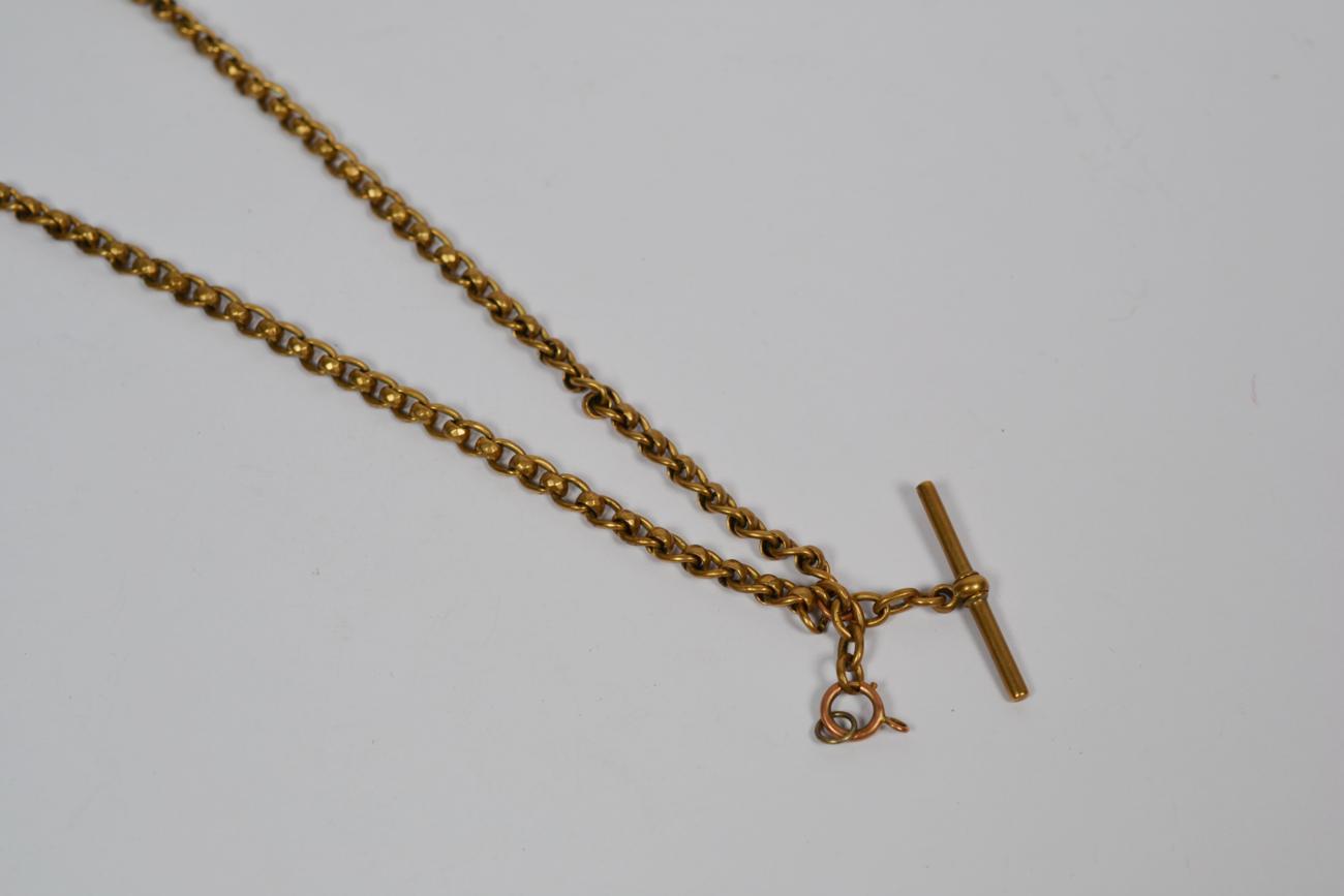 Lot 365 - An Albert chain, with attached T bar, length 45cm